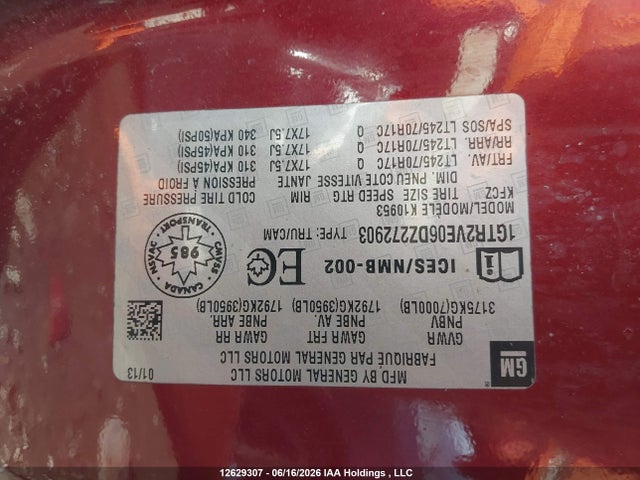 Aukcja sprzedaży 2013 Gmc Sierra 1500 Sle, vin: 1GTR2VE06DZ272903, numer aukcji: 12629307