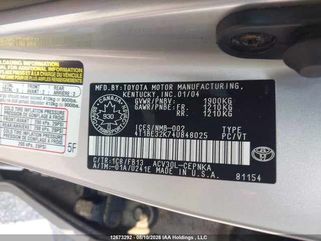 12673292 :رقم المزاد ، 4T1BE32K74U848025 vin ، 2004 Toyota Camry Le/se/xle مزاد بيع