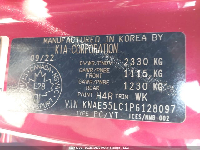 Auction sale of the 2023 Kia Stinger Gt Elite - Suede Package/gt Elite W/black Interior/gt Elite W/red Interior/gt Limited/tribute, vin: KNAE55LC1P6128097, lot number: 12644703