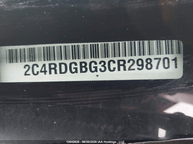 12642628 :رقم المزاد ، 2C4RDGBG3CR298701 vin ، 2012 Dodge Grand Caravan Se/sxt مزاد بيع