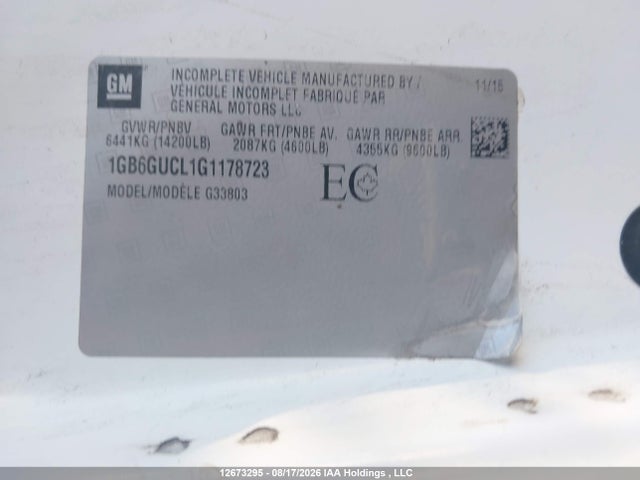 1GB6GUCL1G1178723 Chevrolet Express Cutaway 4500 2sd