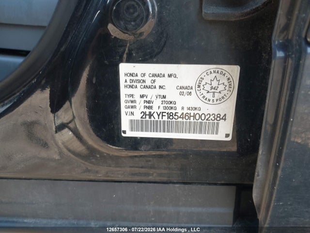 Продажа на аукционе авто 2006 Honda Pilot Ex-l, vin: 2HKYF18546H002384, номер лота: 12657306