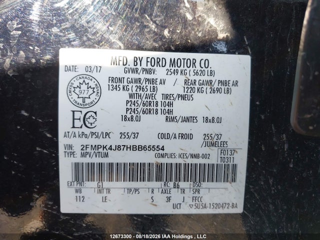Ford EDGE SEL 2017 2FMPK4J87HBB65554 Image 9