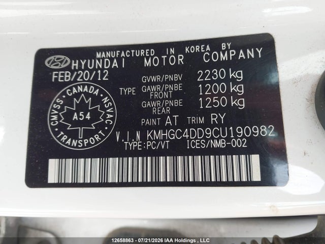 Продажа на аукционе авто 2012 Hyundai Genesis 3.8 Technology, vin: KMHGC4DD9CU190982, номер лота: 12658863