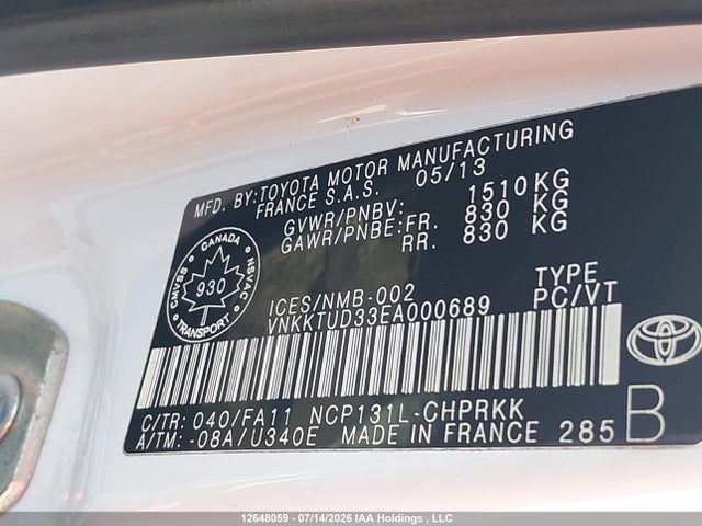 Toyota YARIS LE 2014 VNKKTUD33EA000689 Image 9