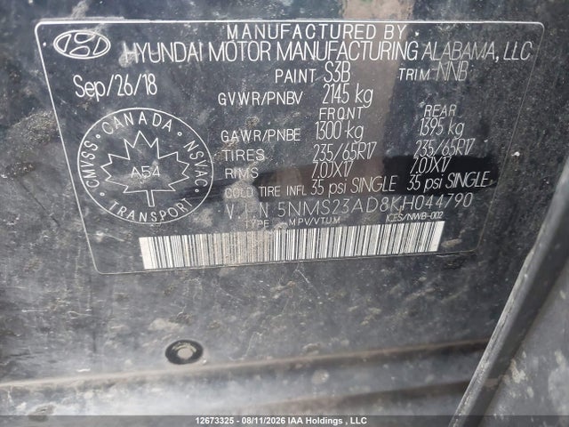 Hyundai Santa Fe 2019 5NMS23AD8KH044790 Image 9
