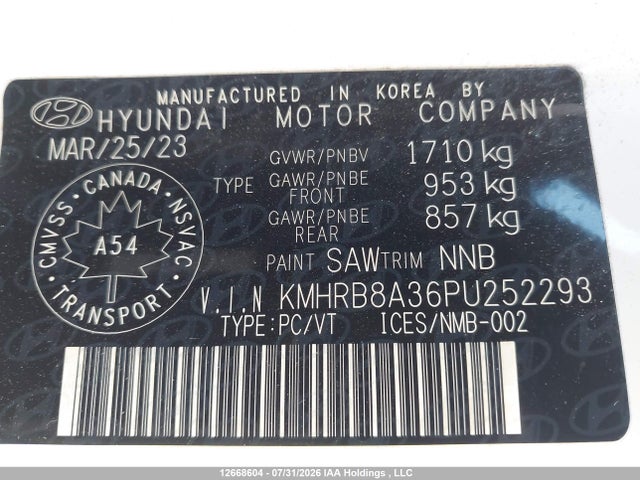 Продаж на аукціоні авто 2023 Hyundai Venue Essential, vin: KMHRB8A36PU252293, номер лоту: 12668604