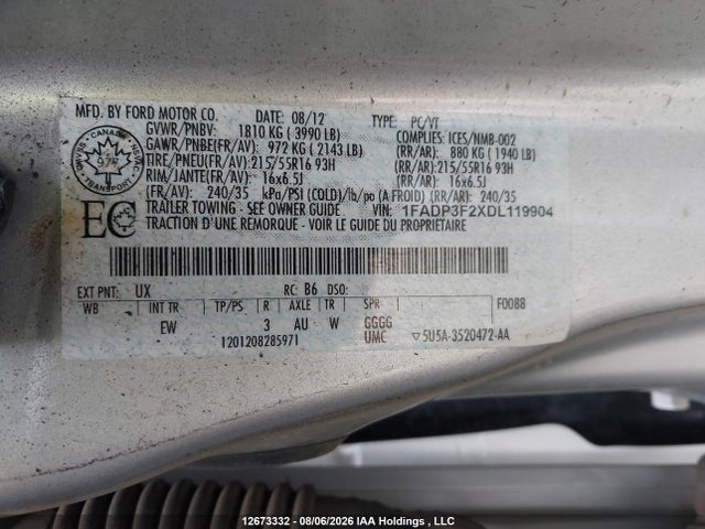 Продажа на аукционе авто 2013 Ford Focus Se, vin: 1FADP3F2XDL119904, номер лота: 12673332