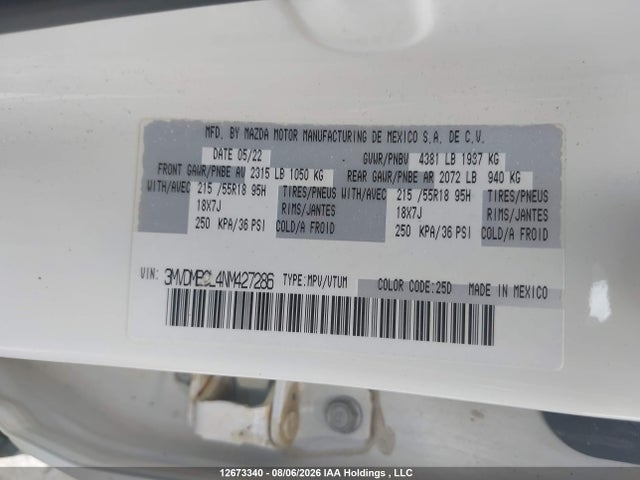 2022 Mazda Cx-30 Preferred მანქანა იყიდება აუქციონზე, vin: 3MVDMBCL4NM427286, აუქციონის ნომერი: 12673340