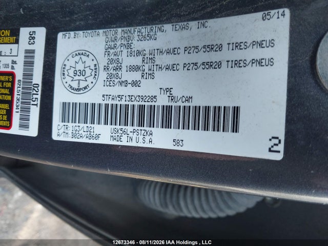Toyota Tundra 2014 5TFAY5F13EX392285 Image 9