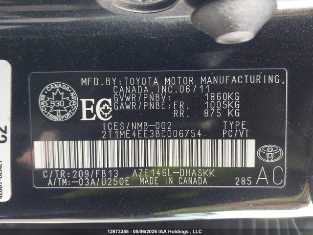 12673358 :رقم المزاد ، 2T1ME4EE3BC006754 vin ، 2011 Toyota Matrix Xrs مزاد بيع