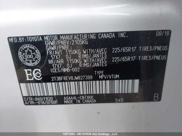 Toyota RAV4 LE 2018 2T3BFREV8JW827399 Image 9