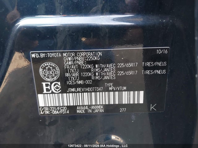 Toyota RAV4 2017 JTMRJREV1HD077347 Image 9