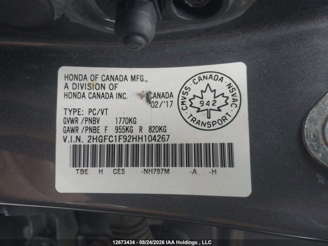 Honda Civic Touring 2017 2HGFC1F92HH104267 Image 21