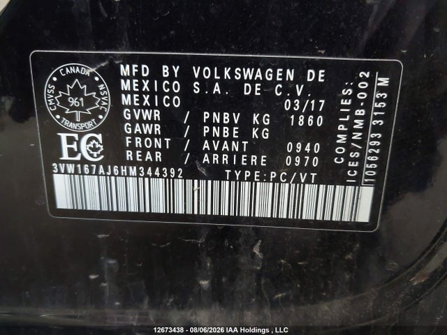 3VW167AJ6HM344392 Volkswagen Jetta 1.4 Tsi Trendline/1.4 Tsi Trendline+