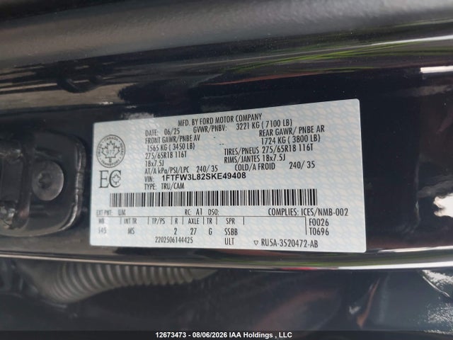 Ford F150 Xlt 2025 1FTFW3L82SKE49408 Image 9