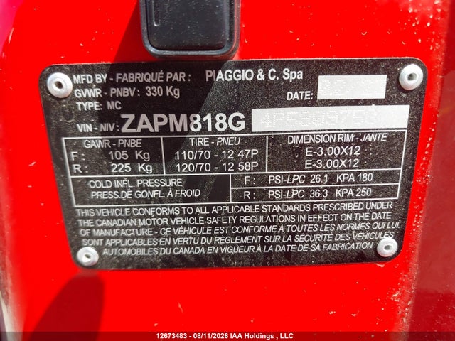 Aukcja sprzedaży 2023 Vespa Primavera/sprint 150, vin: ZAPM818G4P5909758, numer aukcji: 12673483