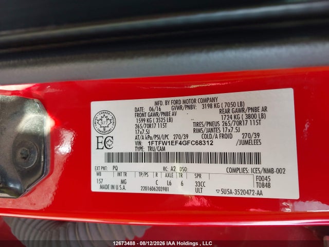 Ford F150 Supercrew 2016 1FTFW1EF4GFC68312 Image 18