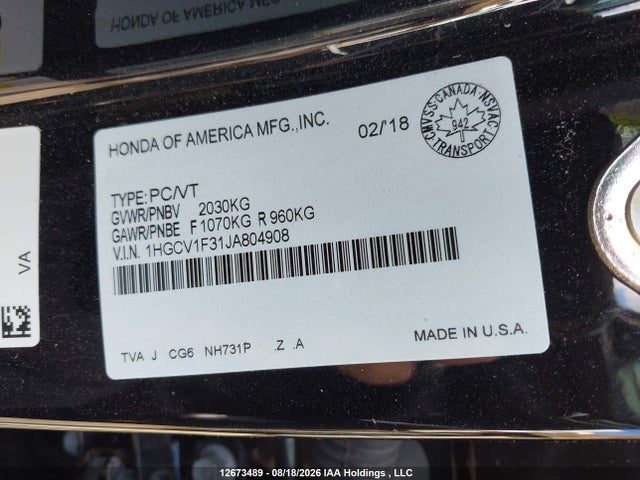 1HGCV1F31JA804908 Honda Accord Sport