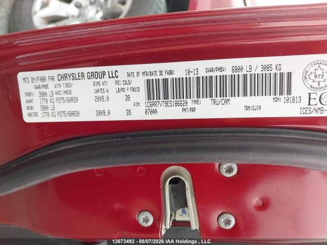 RAM 1500 Laramie 2014 1C6RR7VT9ES186620 Image 9