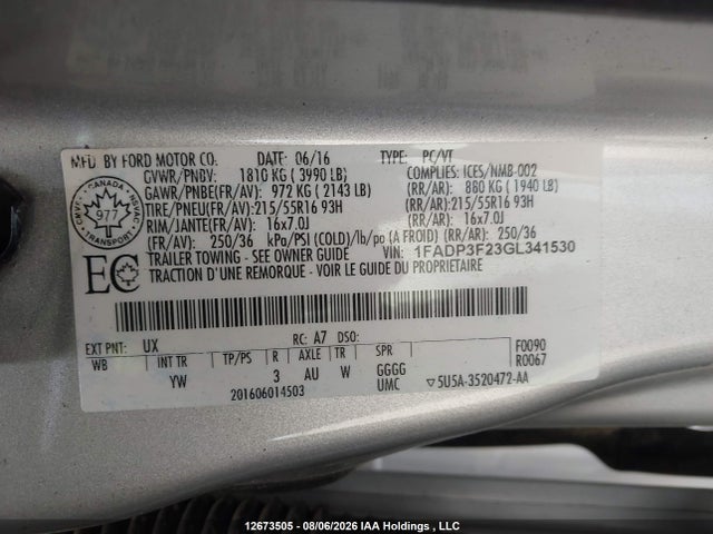1FADP3F23GL341530 Ford FOCUS SE