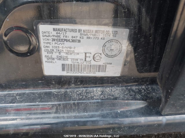 3N1CE2CP6HL369739 Nissan Versa Note 1.6 S/1.6 Sl/1.6 Sr/1.6 Sv