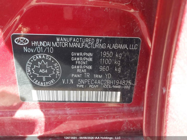 Aukcja sprzedaży 2011 Hyundai Sonata Limited, vin: 5NPEC4AC2BH194825, numer aukcji: 12673601