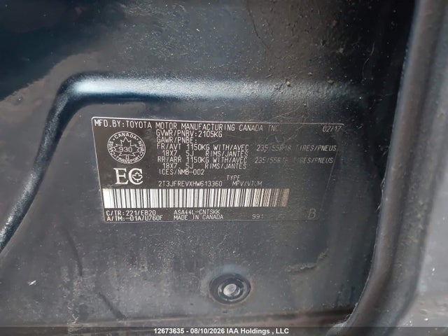Продаж на аукціоні авто 2017 Toyota Rav4, vin: 2T3JFREVXHW613360, номер лоту: 12673635