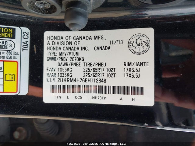 Honda Cr-v Ex-l 2014 2HKRM4H76EH112848 Image 9