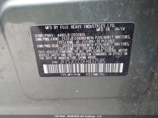 Subaru Forester 2.5i Premium 2015 JF2SJCCC0FH437585 Image 18