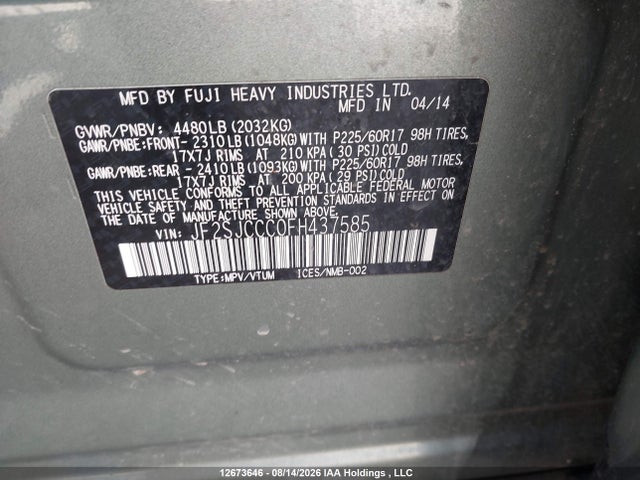 Subaru Forester 2.5i Premium 2015 JF2SJCCC0FH437585 Image 22