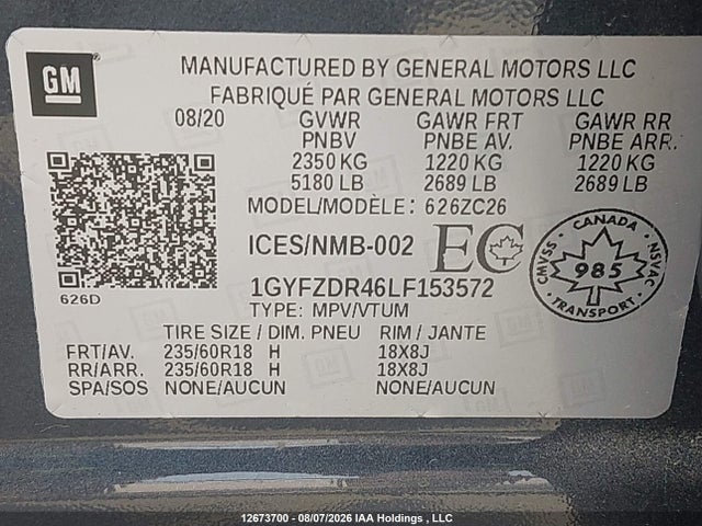 Продажа на аукционе авто 2020 Cadillac Xt4 Premium Luxury, vin: 1GYFZDR46LF153572, номер лота: 12673700