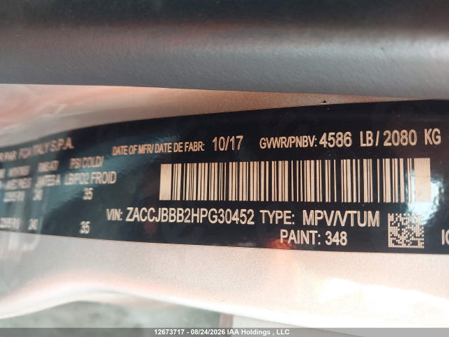 Jeep Renegade Latitude 2017 ZACCJBBB2HPG30452 Image 9
