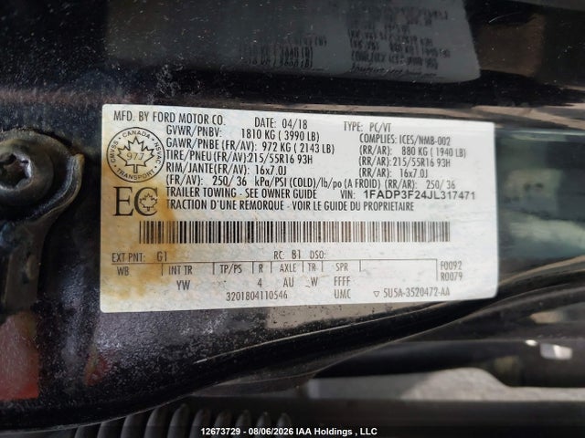 1FADP3F24JL317471 Ford Focus