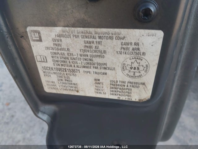 Продажа на аукционе авто 2002 Chevrolet Silverado 1500 Ls, vin: 1GCEK19V62E153671, номер лота: 12673738