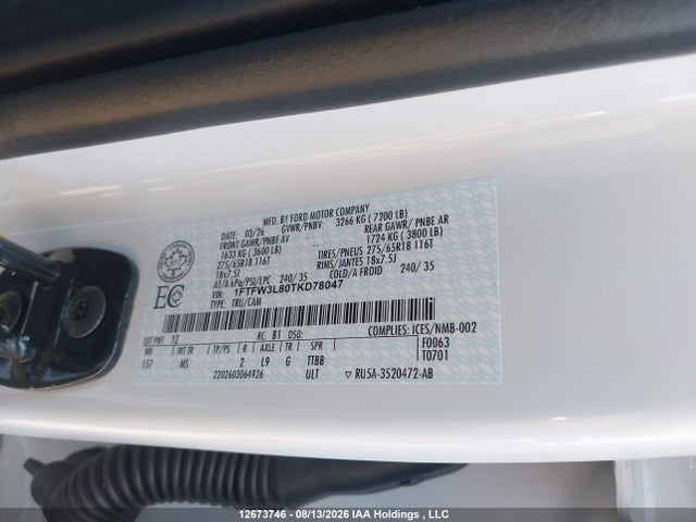 Ford F150 Xlt 2026 1FTFW3L80TKD78047 Image 9