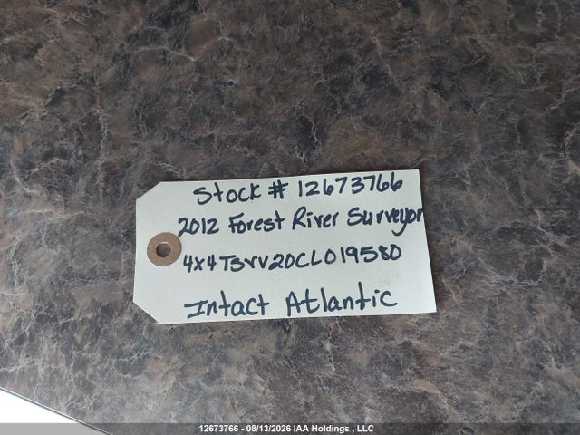 2012 Forest River  მანქანა იყიდება აუქციონზე, vin: 4X4TSVV20CL019580, აუქციონის ნომერი: 12673766