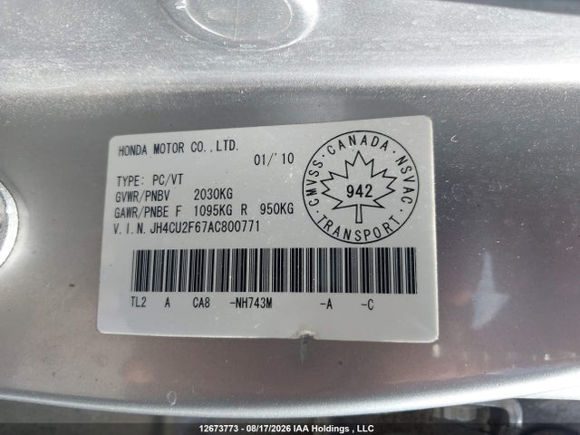 Aukcja sprzedaży 2010 Acura Tsx, vin: JH4CU2F67AC800771, numer aukcji: 12673773