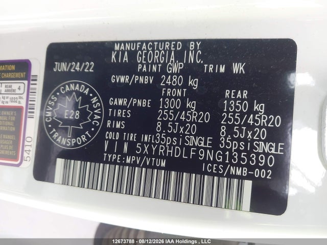 Aukcja sprzedaży 2022 Kia Sorento 2.5t Ex/2.5t Ex+, vin: 5XYRHDLF9NG135390, numer aukcji: 12673788