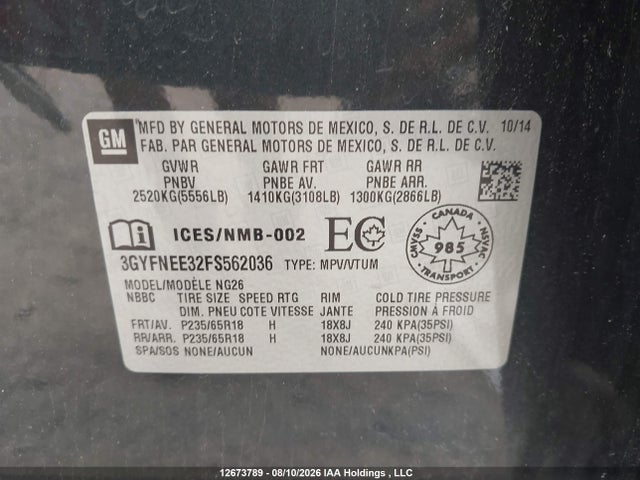 Cadillac Srx Luxury Collection 2015 3GYFNEE32FS562036 Image 9