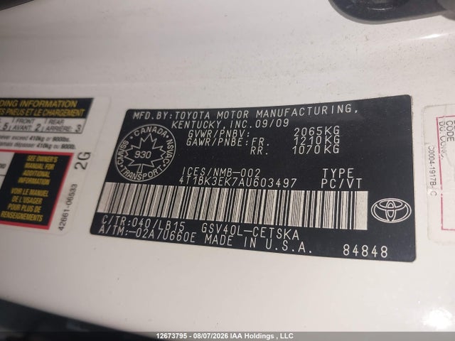 Продажа на аукционе авто 2010 Toyota Camry Se V6, vin: 4T1BK3EK7AU603497, номер лота: 12673795