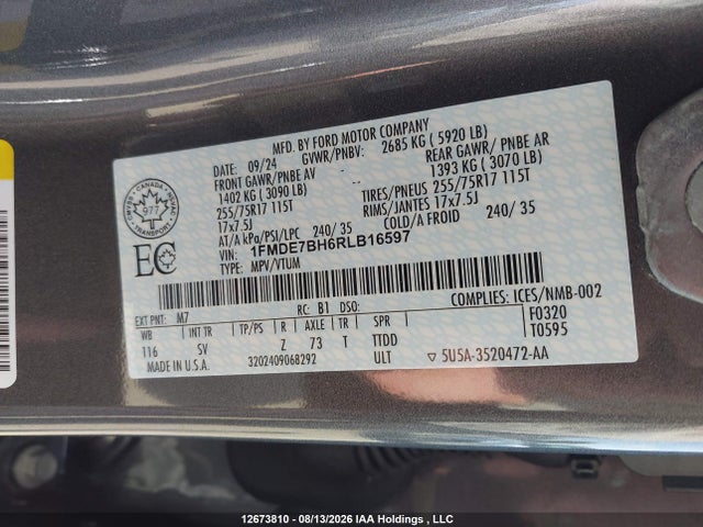 Продажа на аукционе авто 2024 Ford Bronco Big Bend, vin: 1FMDE7BH6RLB16597, номер лота: 12673810