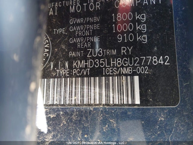 2016 Hyundai Elantra Gt Limited მანქანა იყიდება აუქციონზე, vin: KMHD35LH8GU277842, აუქციონის ნომერი: 12673827