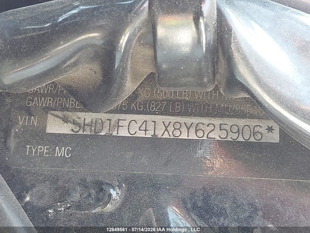 Продаж на аукціоні авто 2008 Harley-davidson Flhtcui, vin: 5HD1FC41X8Y625906, номер лоту: 12649561