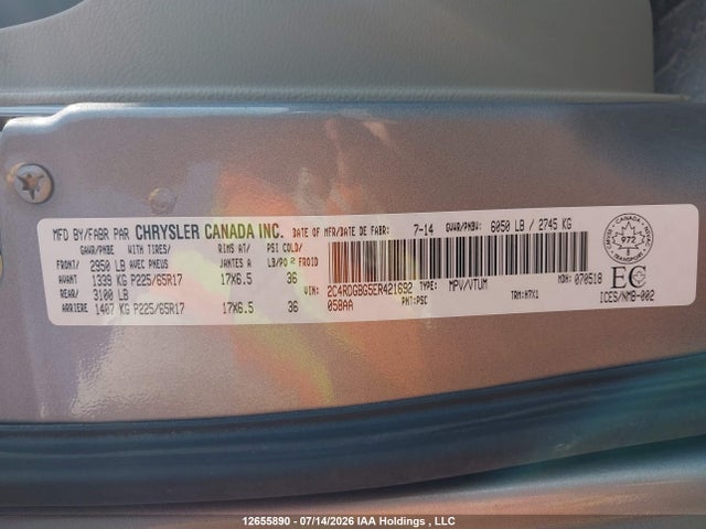 Продажа на аукционе авто 2014 Dodge Grand Caravan Se/sxt, vin: 2C4RDGBG5ER421692, номер лота: 12655890