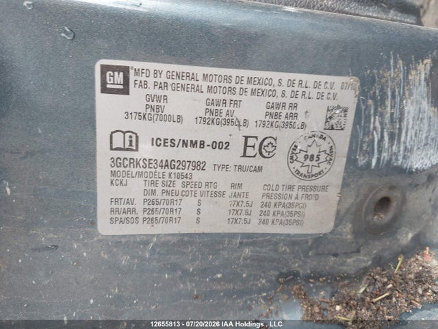 2010 Chevrolet Silverado 1500 Lt მანქანა იყიდება აუქციონზე, vin: 3GCRKSE34AG297982, აუქციონის ნომერი: 12655813