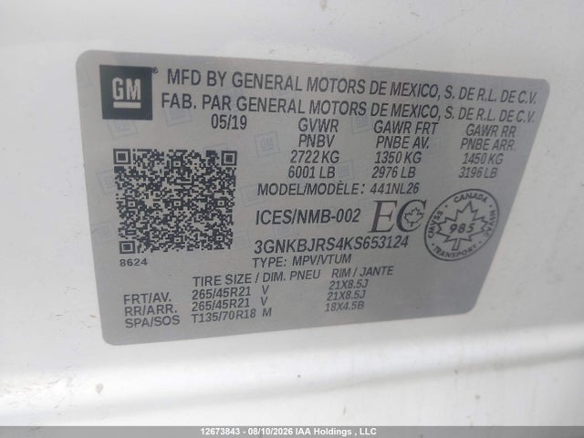 Chevrolet BLAZER RS 2019 3GNKBJRS4KS653124 Image 9