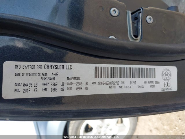 Aukcja sprzedaży 2008 Dodge Caliber Sxt, vin: 1B3HB48B78D712716, numer aukcji: 12673844