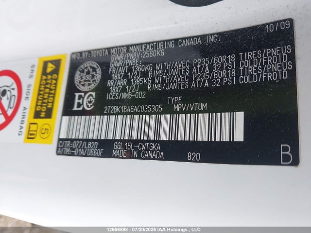 Aukcja sprzedaży 2010 Lexus Rx 350, vin: 2T2BK1BA6AC035305, numer aukcji: 12656898