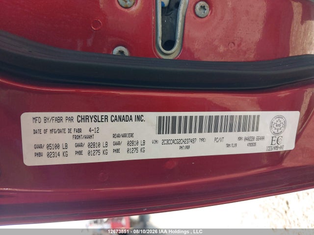 Aukcja sprzedaży 2012 Chrysler 300, vin: 2C3CCACG2CH237497, numer aukcji: 12673851
